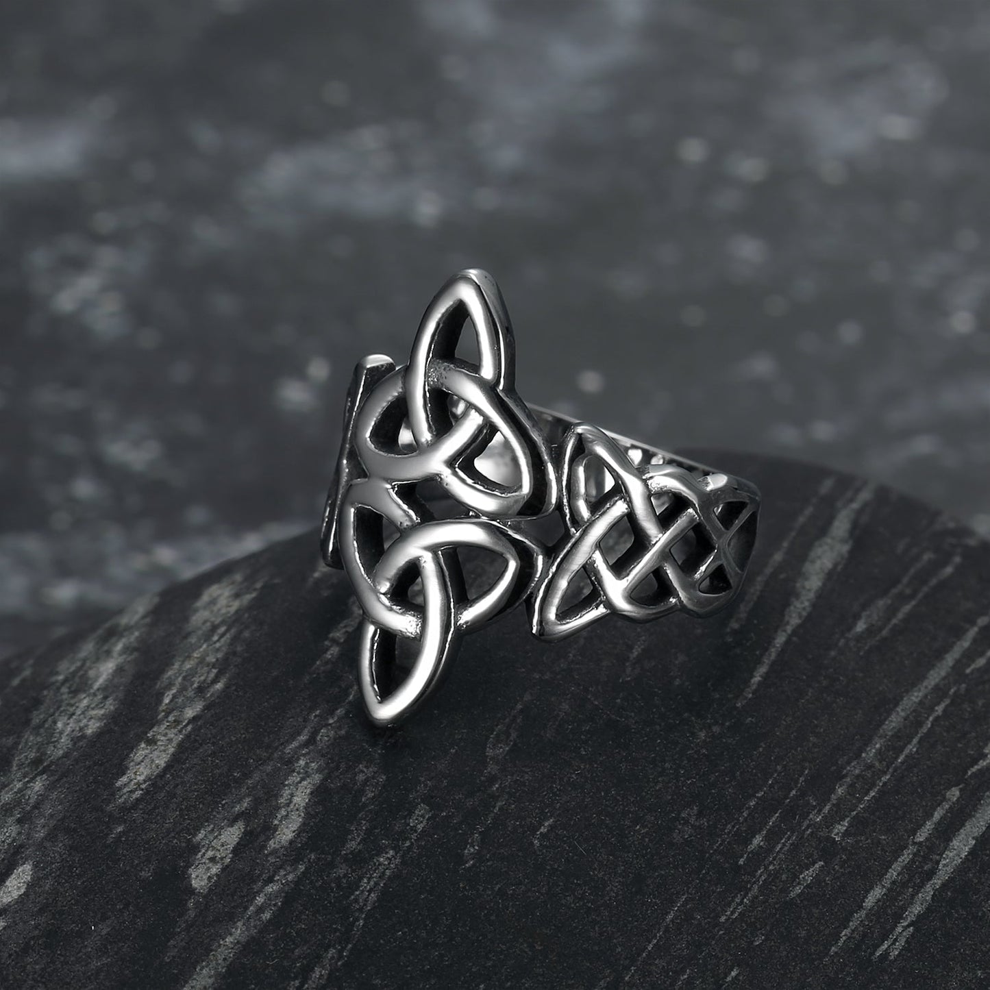 Bjorn Regalia Handcrafted Stainless Steel Triquetra and Celtic Knot Ring