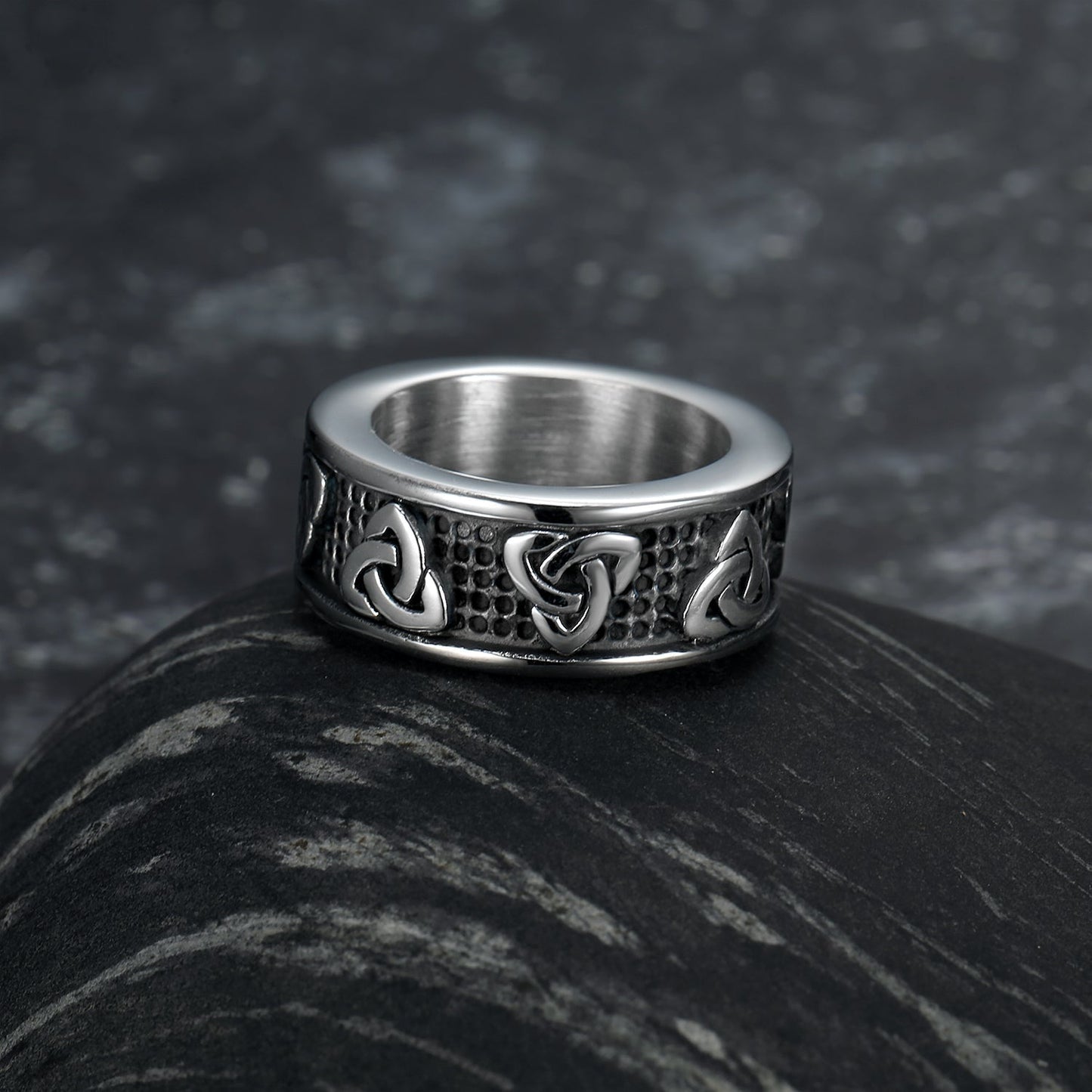 Bjorn Regalia Handcrafted Stainless Steel Celtic Triquetra Band Ring