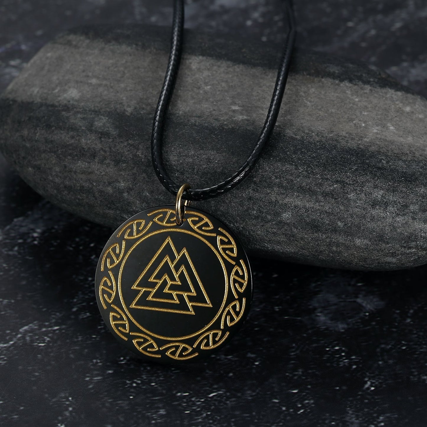 Bjorn Regalia Circular Horn Valknut Necklace