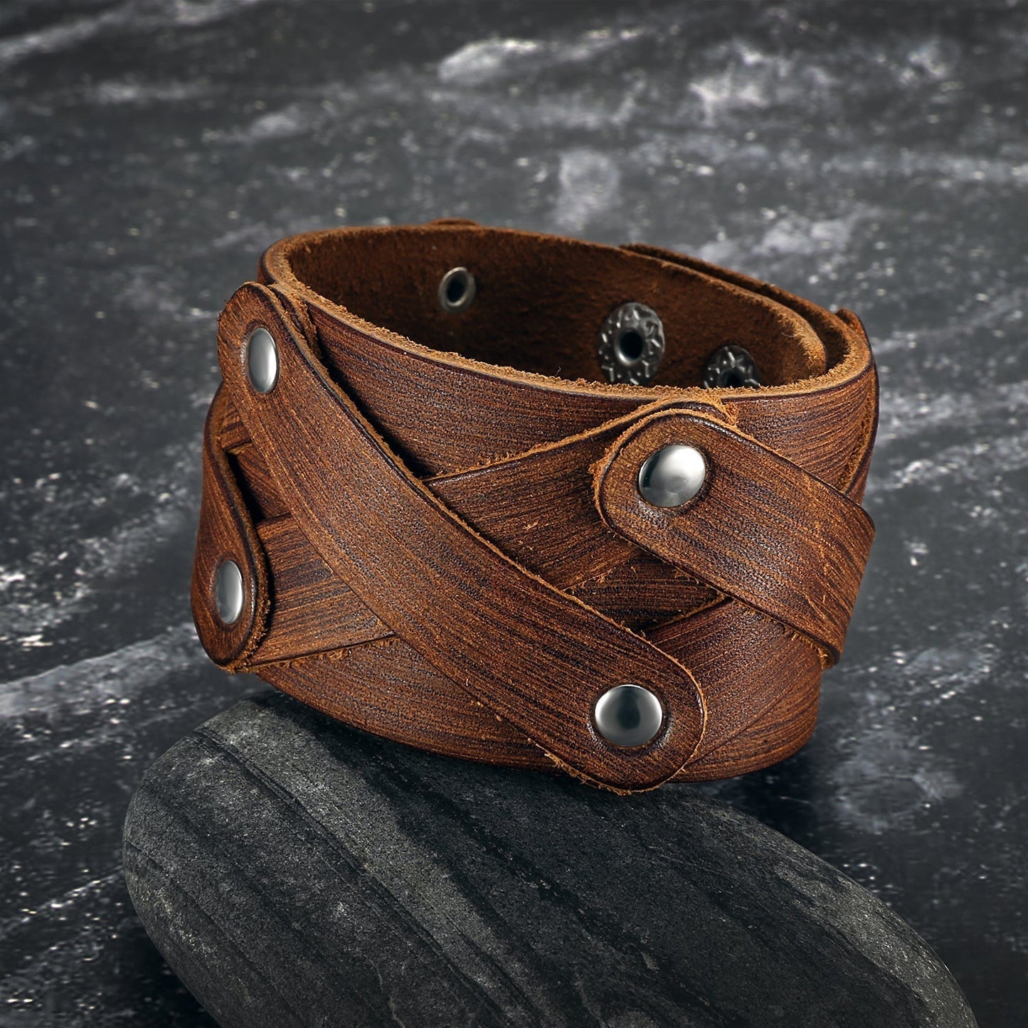 Bjorn Regalia Leather Cross-Over Studded Arm Ring