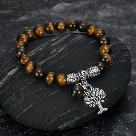 Bjorn Regalia Tiger Eye Gemstone Bracelet with Tree of Life Charm