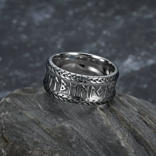 Bjorn Regalia Handcrafted Stainless Steel  Rune and Knotwork Ring