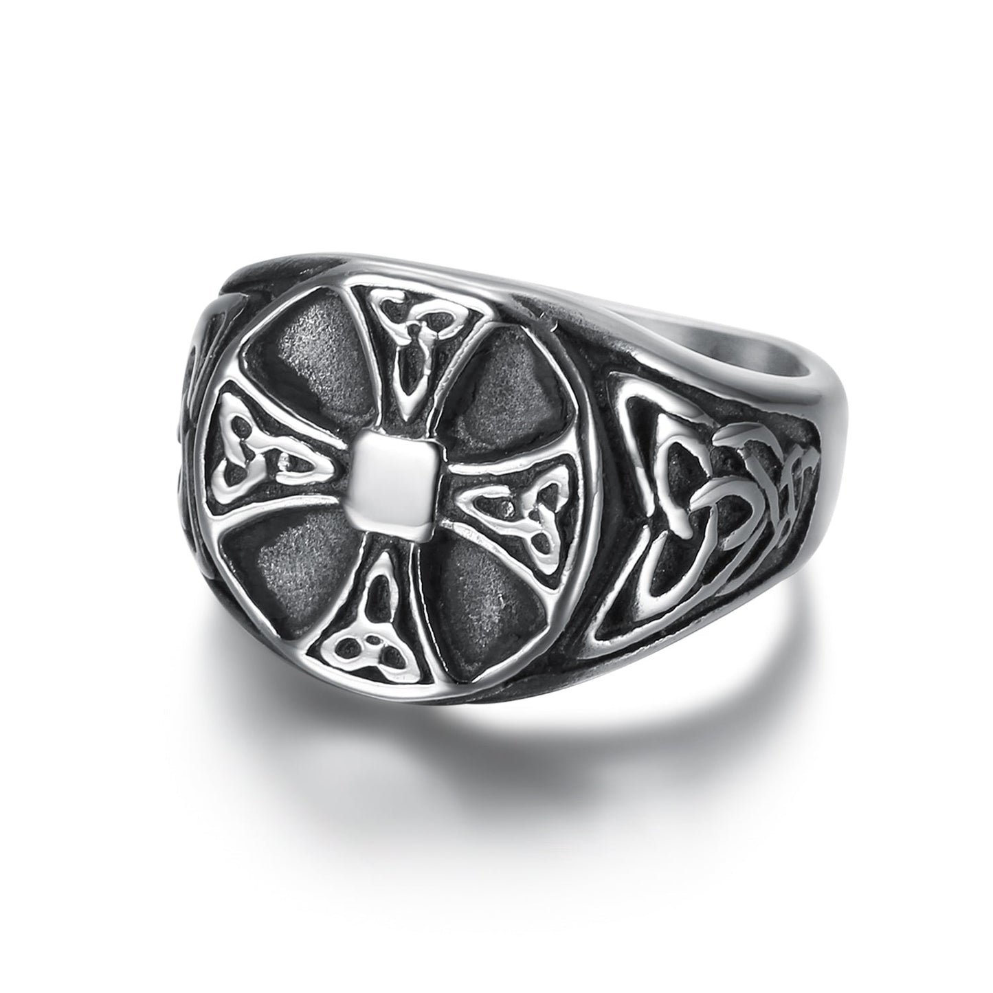 Bjorn Regalia Handcrafted Stainless Steel Celtic Knot Cross Ring