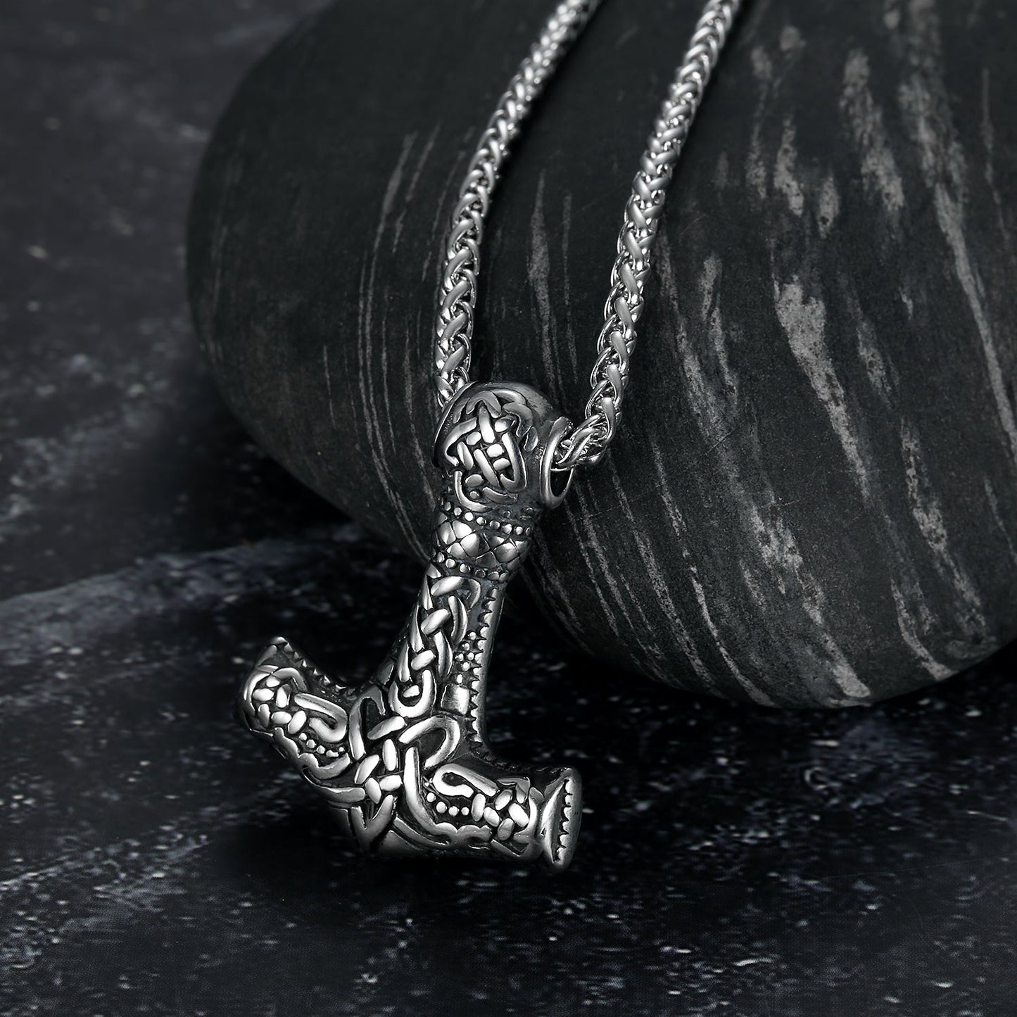 Bjorn Regalia Handcrafted Stainless Steel Fenrir Mjolnir Pendant