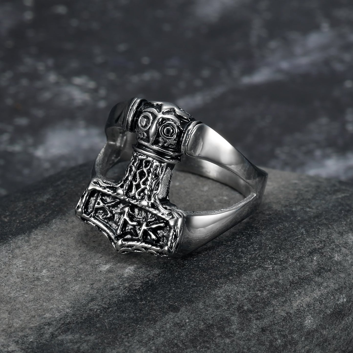 Bjorn Regalia Handcrafted Stainless Steel Thor's Hammer Ring