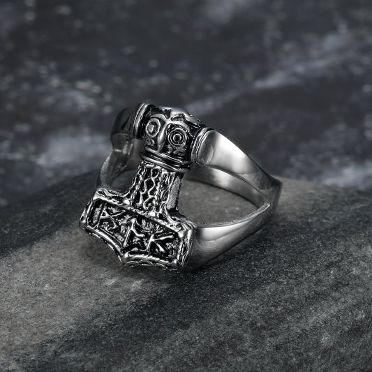 Bjorn Regalia Handcrafted Stainless Steel Thor's Hammer Ring