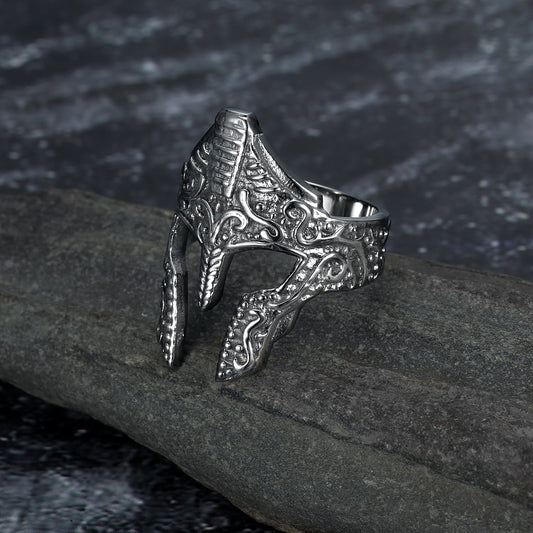Bjorn Regalia Handcrafted Stainless Steel Warrior Helmet Ring
