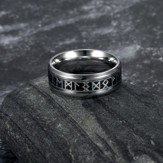 Bjorn Regalia Handcrafted Stainless Steel Viking Elder Futhark Rune Ring