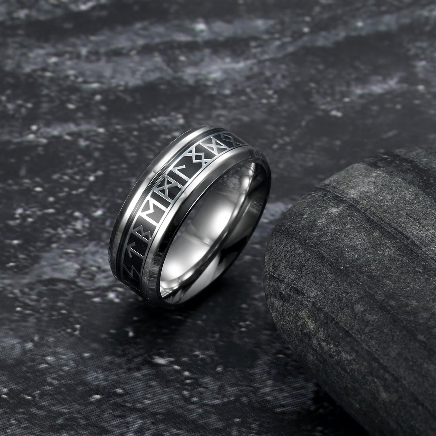 Bjorn Regalia Handcrafted Stainless Steel Viking Elder Futhark Rune Ring