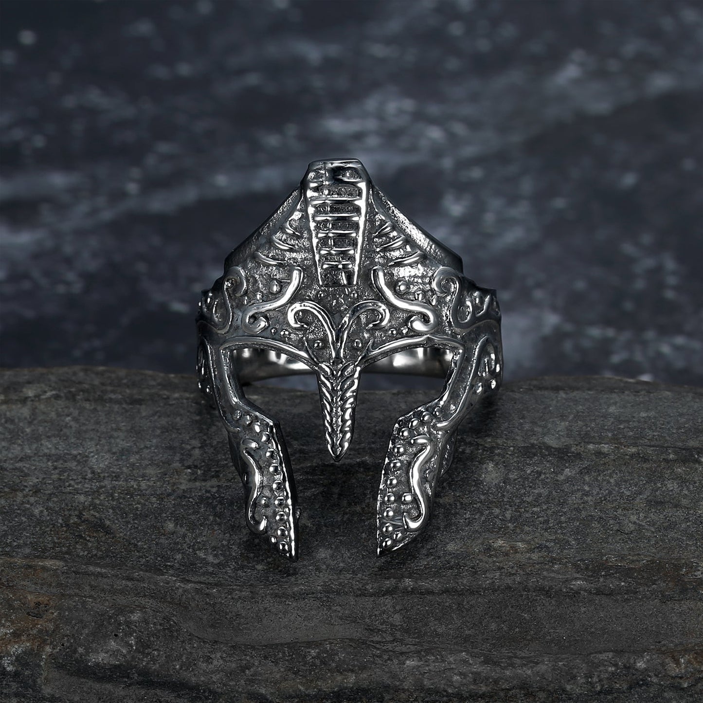 Bjorn Regalia Handcrafted Stainless Steel Warrior Helmet Ring