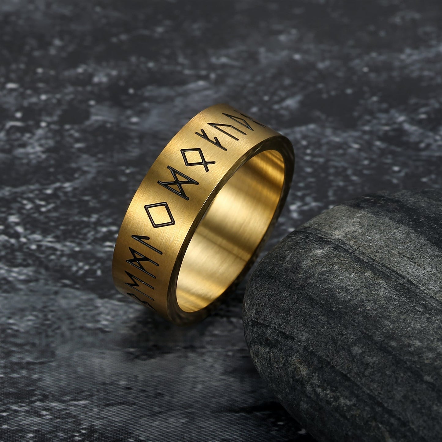 Bjorn Regalia Handcrafted Stainless Steel Wide Rune Ring