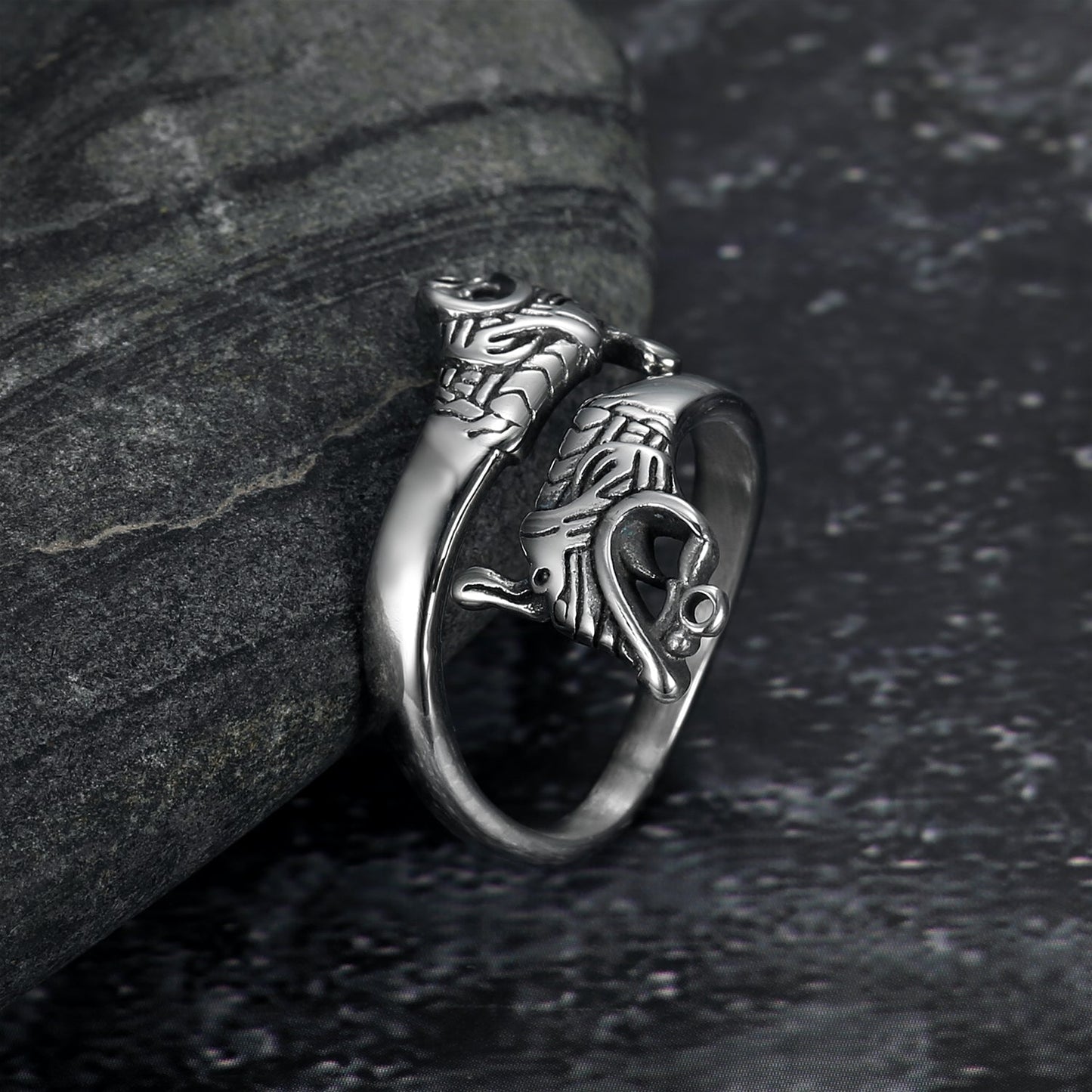 Bjorn Regalia Handcrafted Stainless Steel Adjustable Jormungand Ring