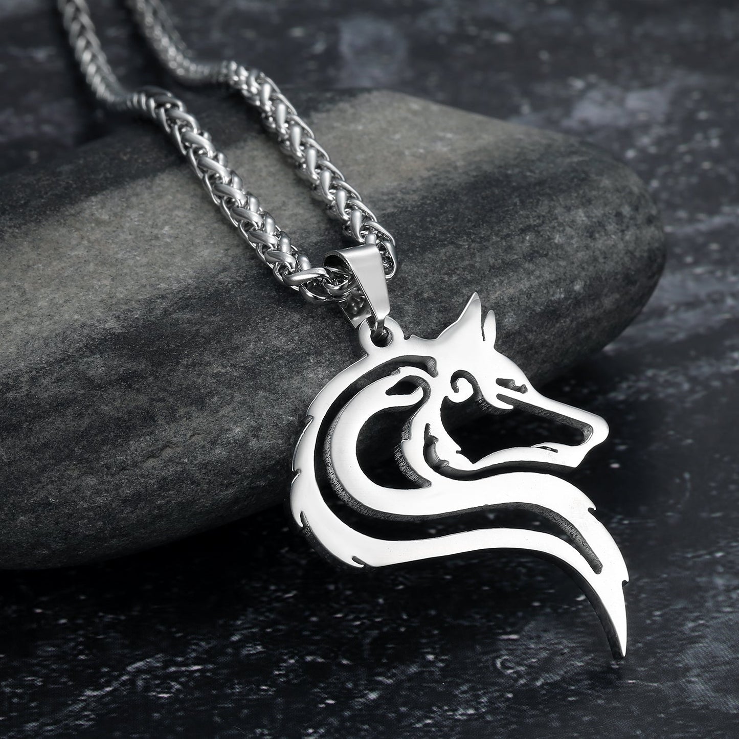Bjorn Regalia Handcrafted Stainless Steel Odin's Wolf Head Pendant
