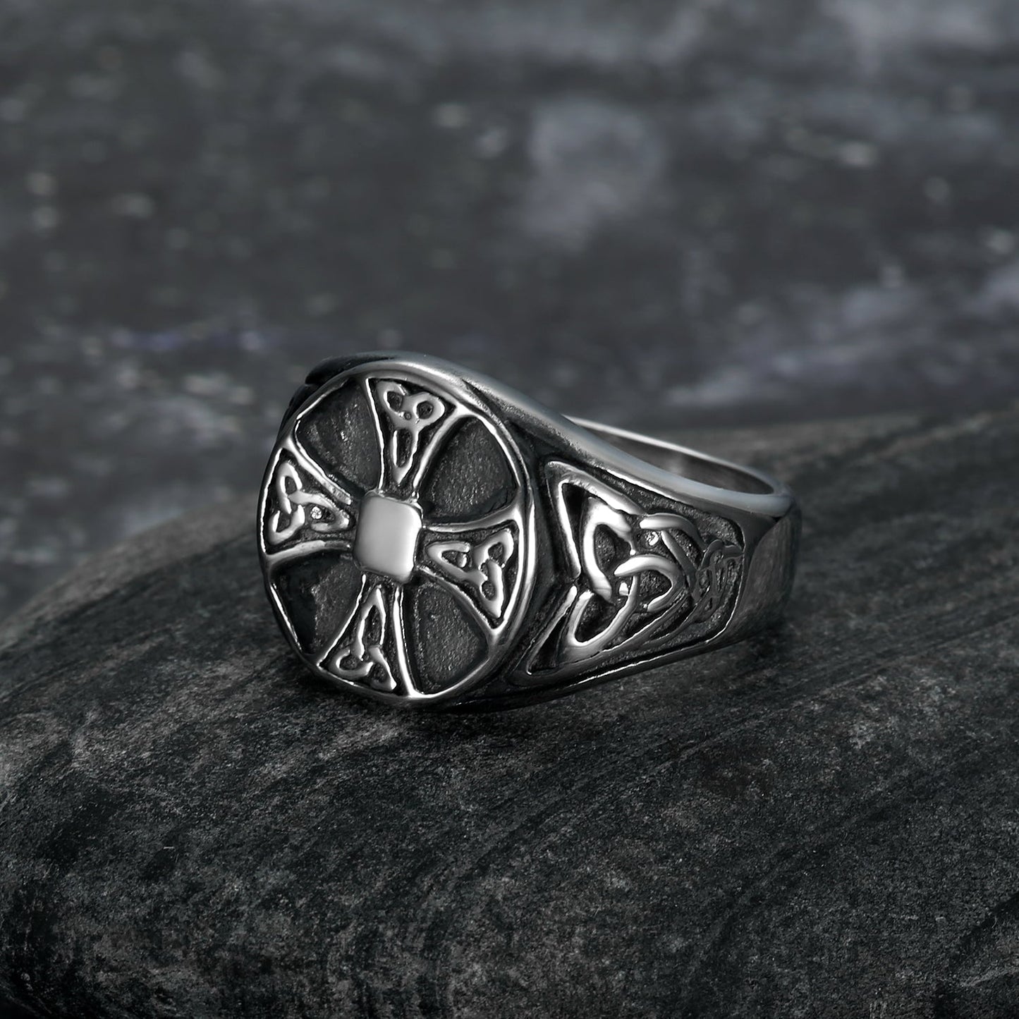 Bjorn Regalia Handcrafted Stainless Steel Celtic Knot Cross Ring