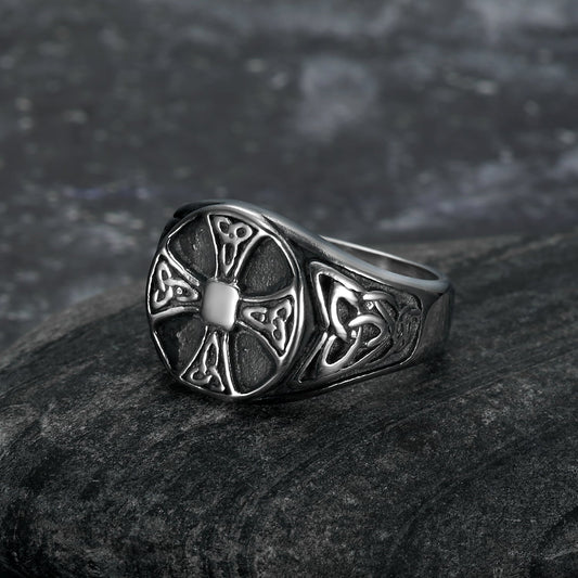 Bjorn Regalia Handcrafted Stainless Steel Celtic Knot Cross Ring