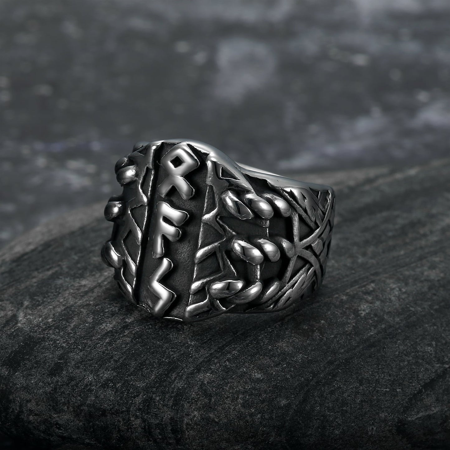 Bjorn Regalia Handcrafted Stainless Steel Triple Rune Ring