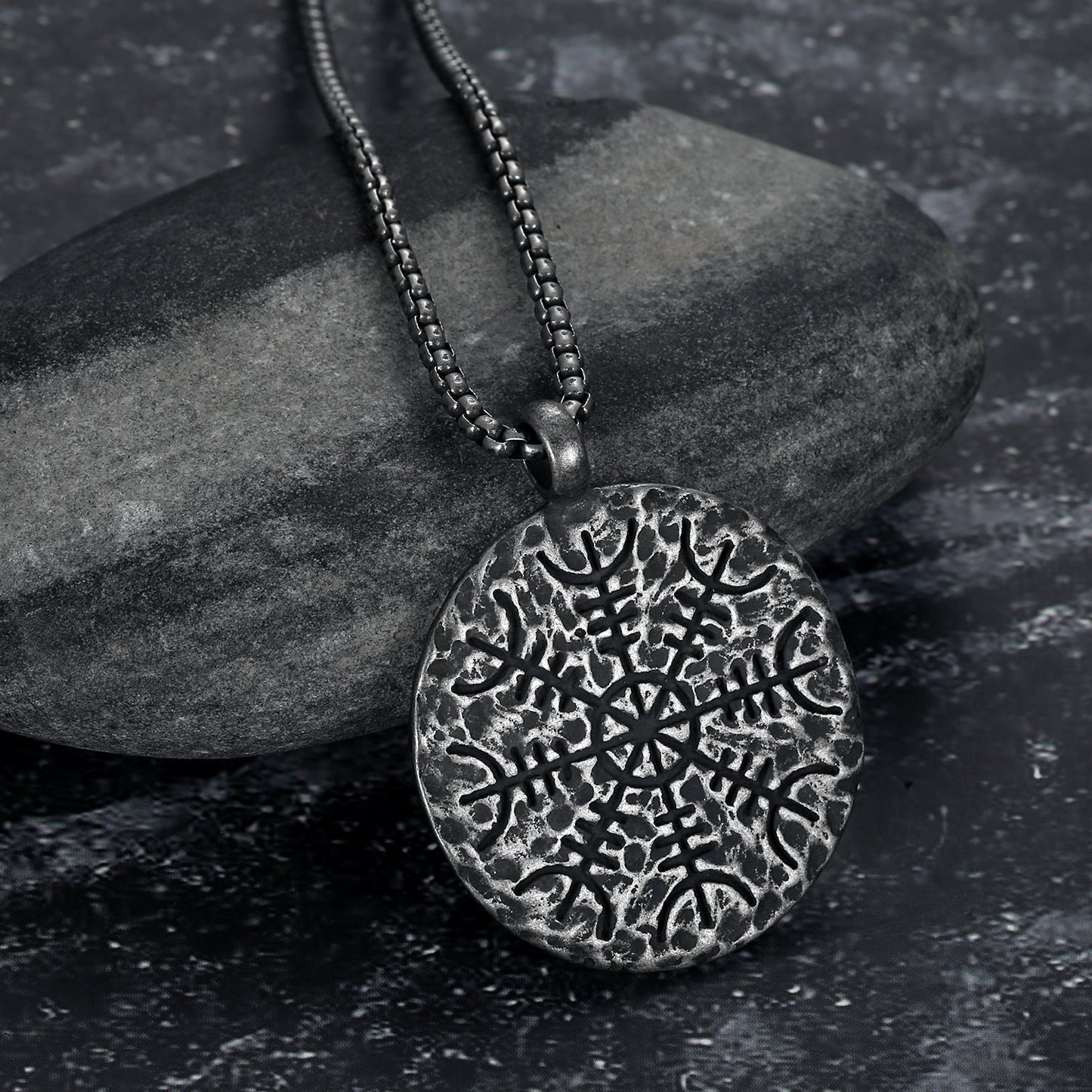 Bjorn Regalia Aged Vegvisir and Helm of Awe Necklace