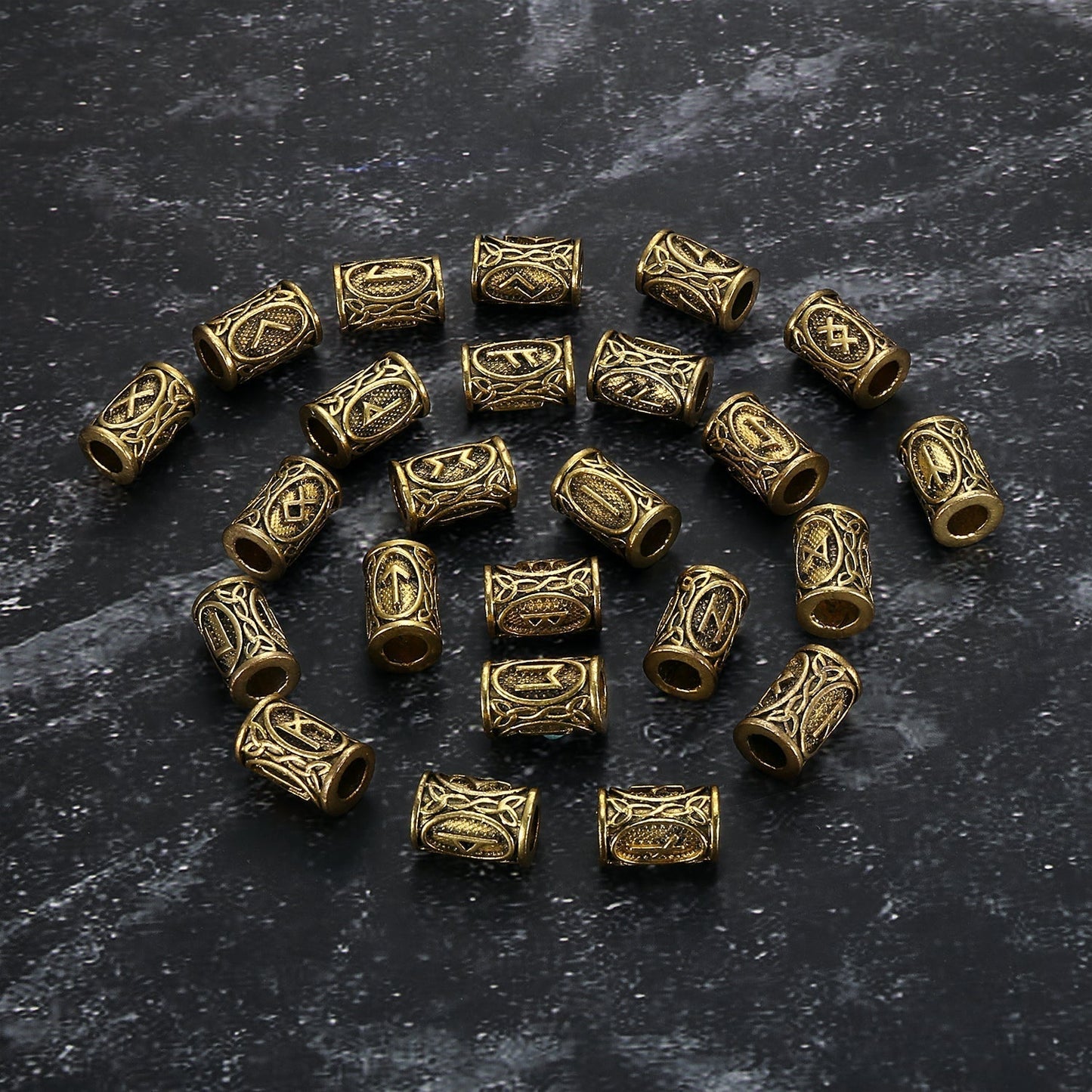 Bjorn Regalia 24 Piece - Nordic Runes Hair & Beard Ornaments Set