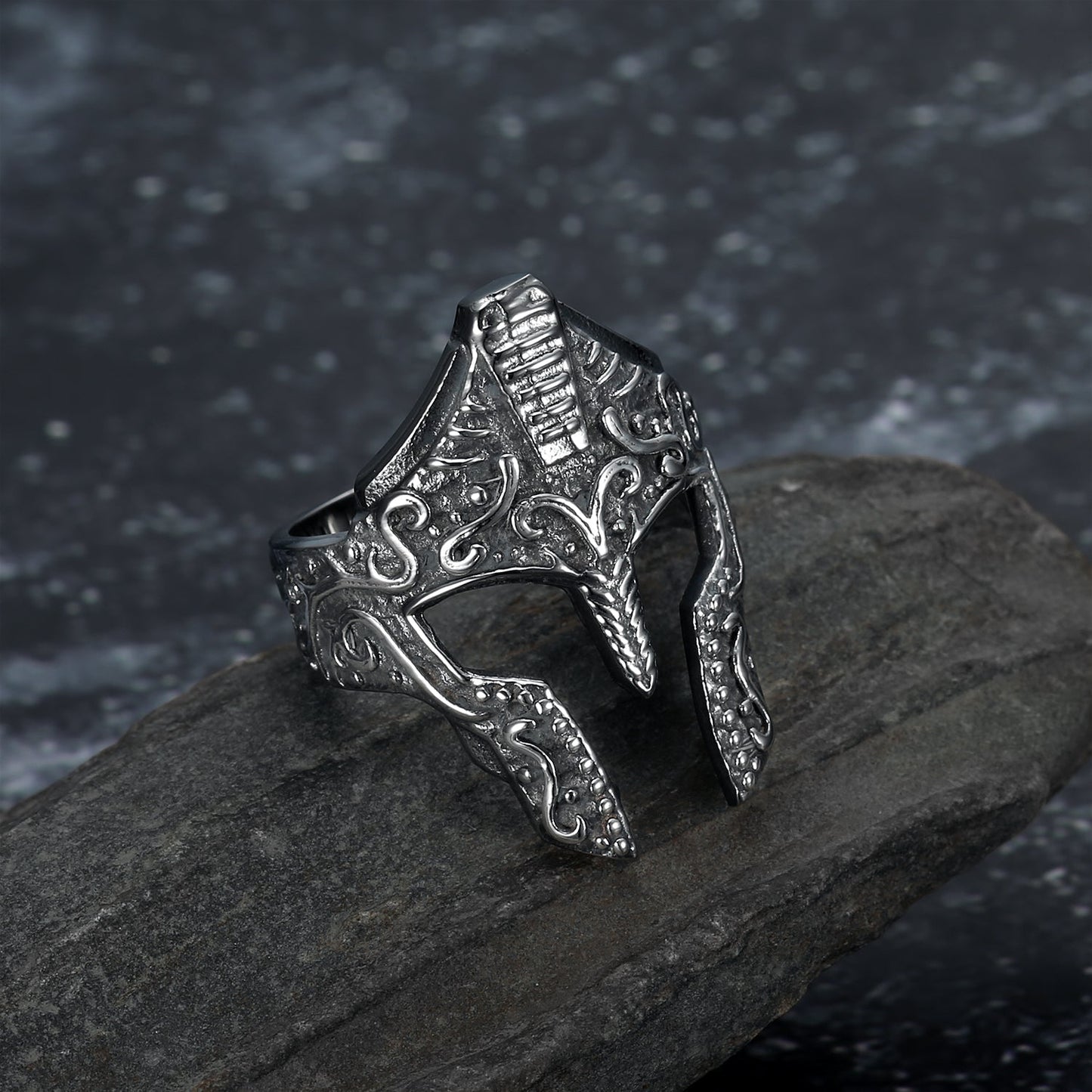 Bjorn Regalia Handcrafted Stainless Steel Warrior Helmet Ring