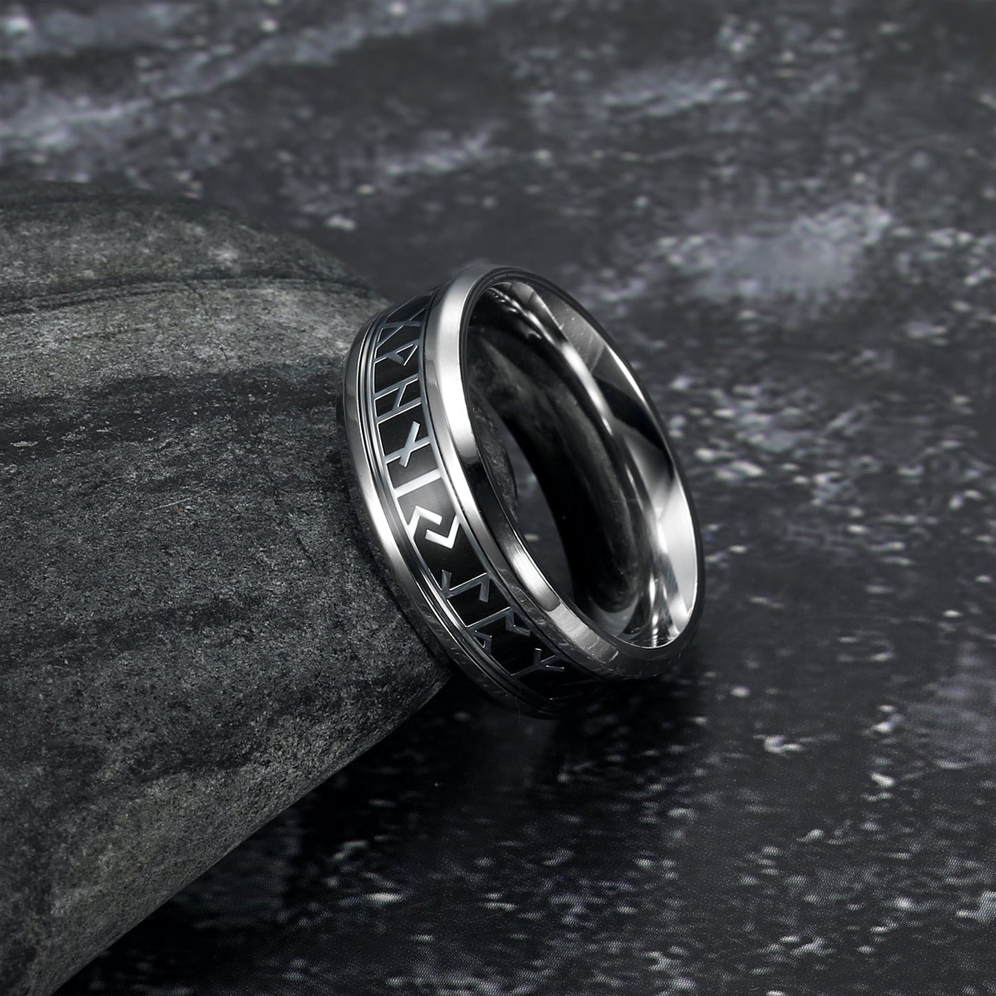 Bjorn Regalia Handcrafted Stainless Steel Viking Elder Futhark Rune Ring