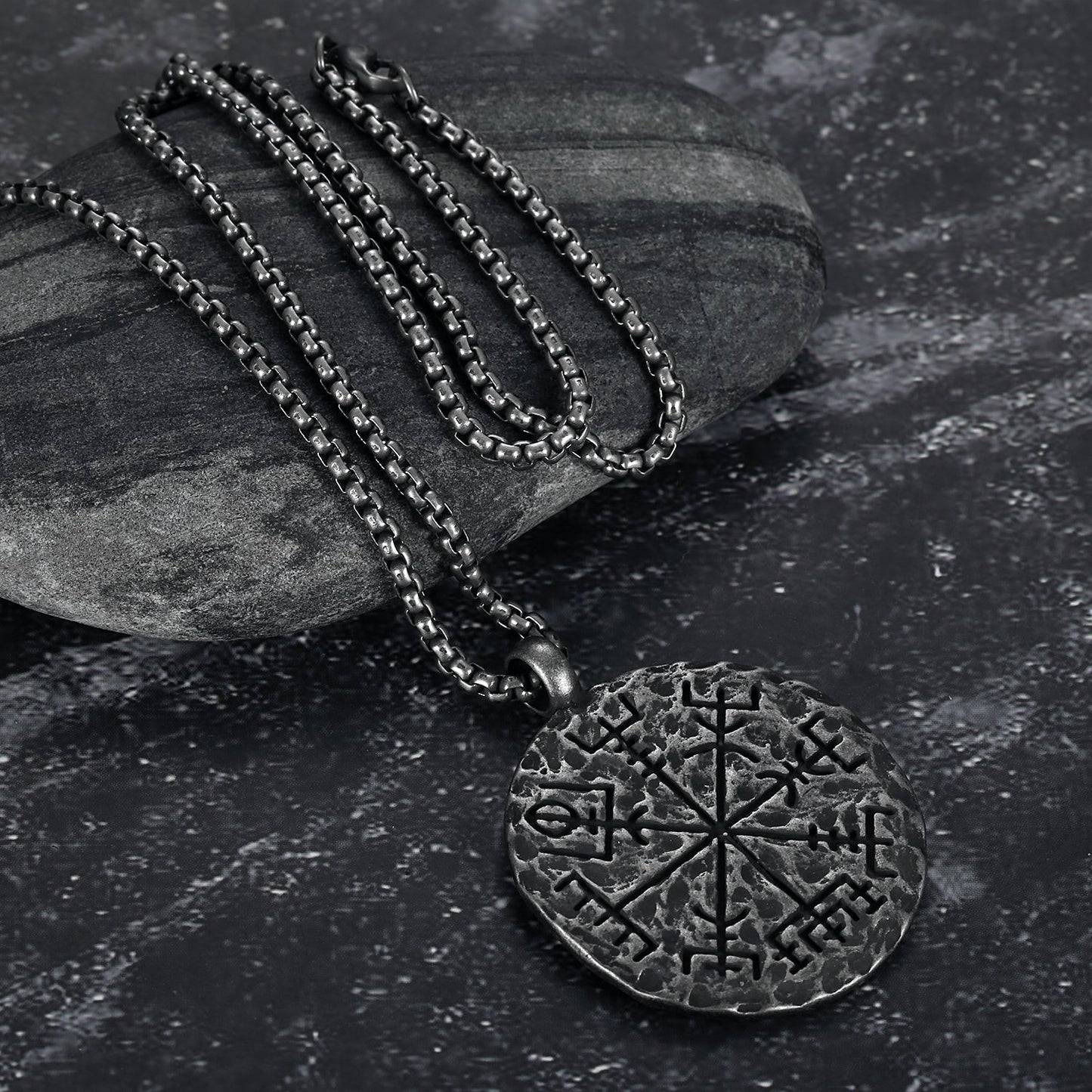 Bjorn Regalia Aged Vegvisir and Helm of Awe Necklace