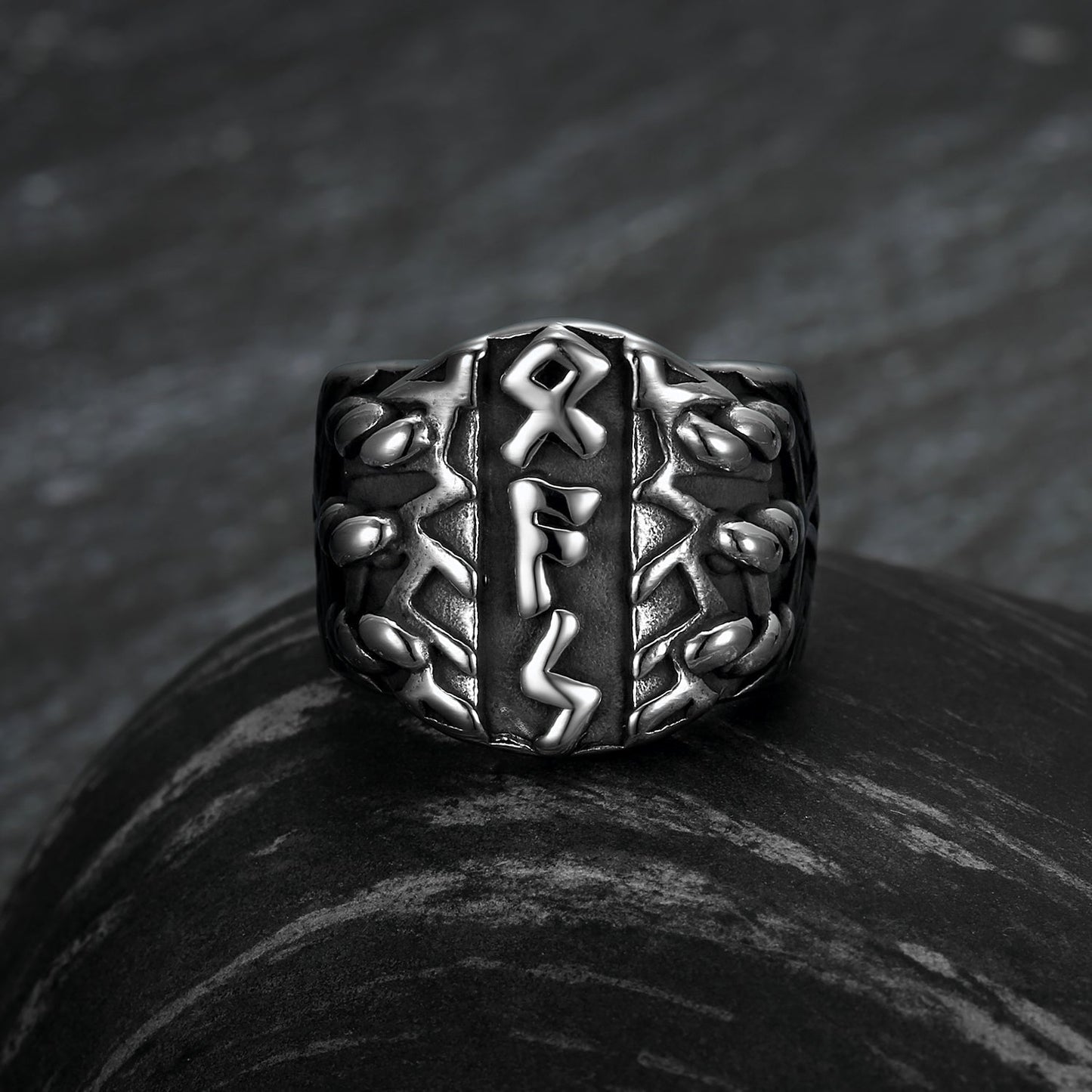 Bjorn Regalia Handcrafted Stainless Steel Triple Rune Ring