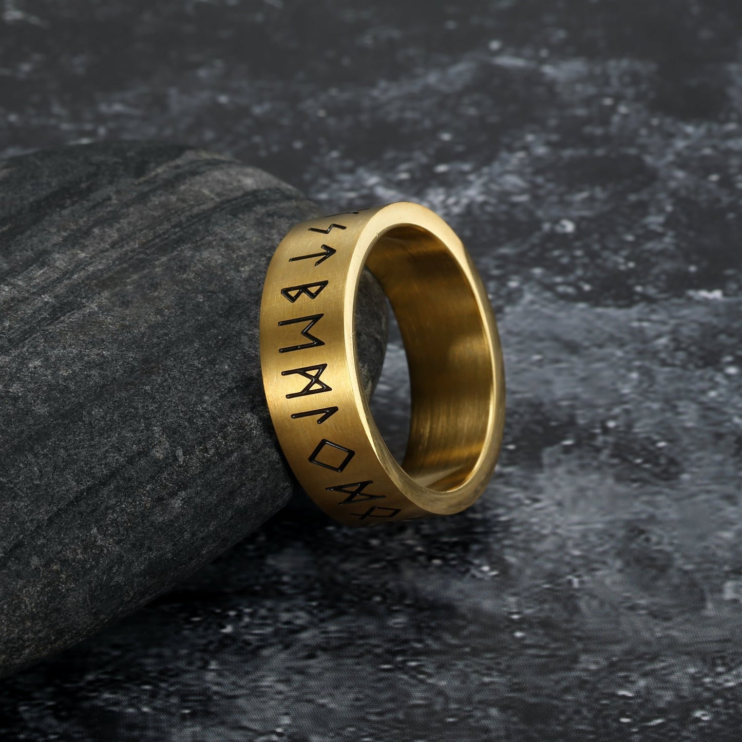 Bjorn Regalia Handcrafted Stainless Steel Wide Rune Ring