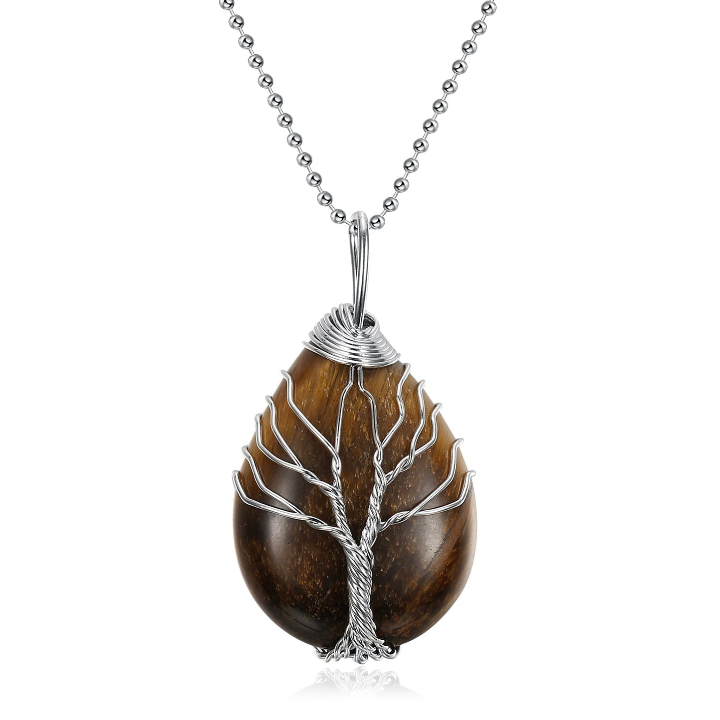 Bjorn Regalia Yggdrasil / Tree of Life Necklace on Teardrop Semi-Precious Stone