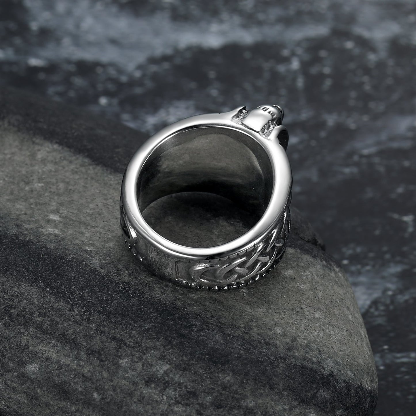 Bjorn Regalia Handcrafted Stainless Steel Thor's Hammer and Celtic Knotwork Ring