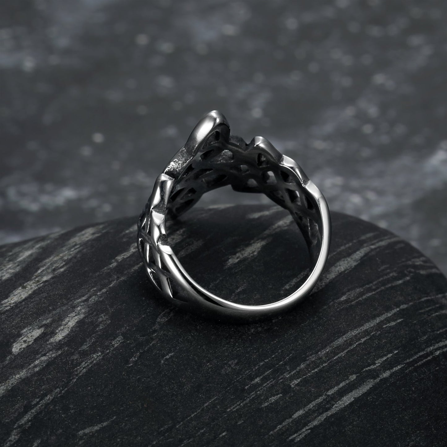 Bjorn Regalia Handcrafted Stainless Steel Triquetra and Celtic Knot Ring