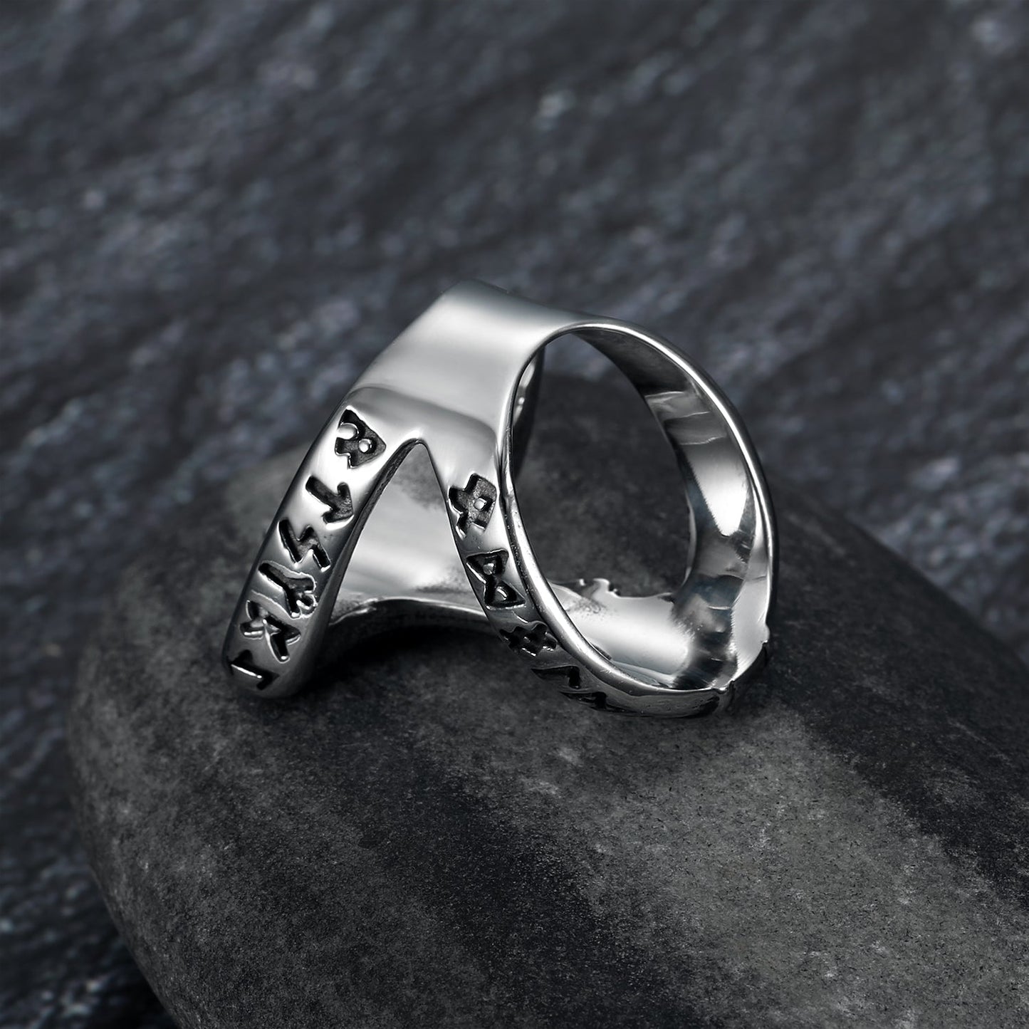 Bjorn Regalia Handcrafted Stainless Steel Open Thor's Hammer Ring