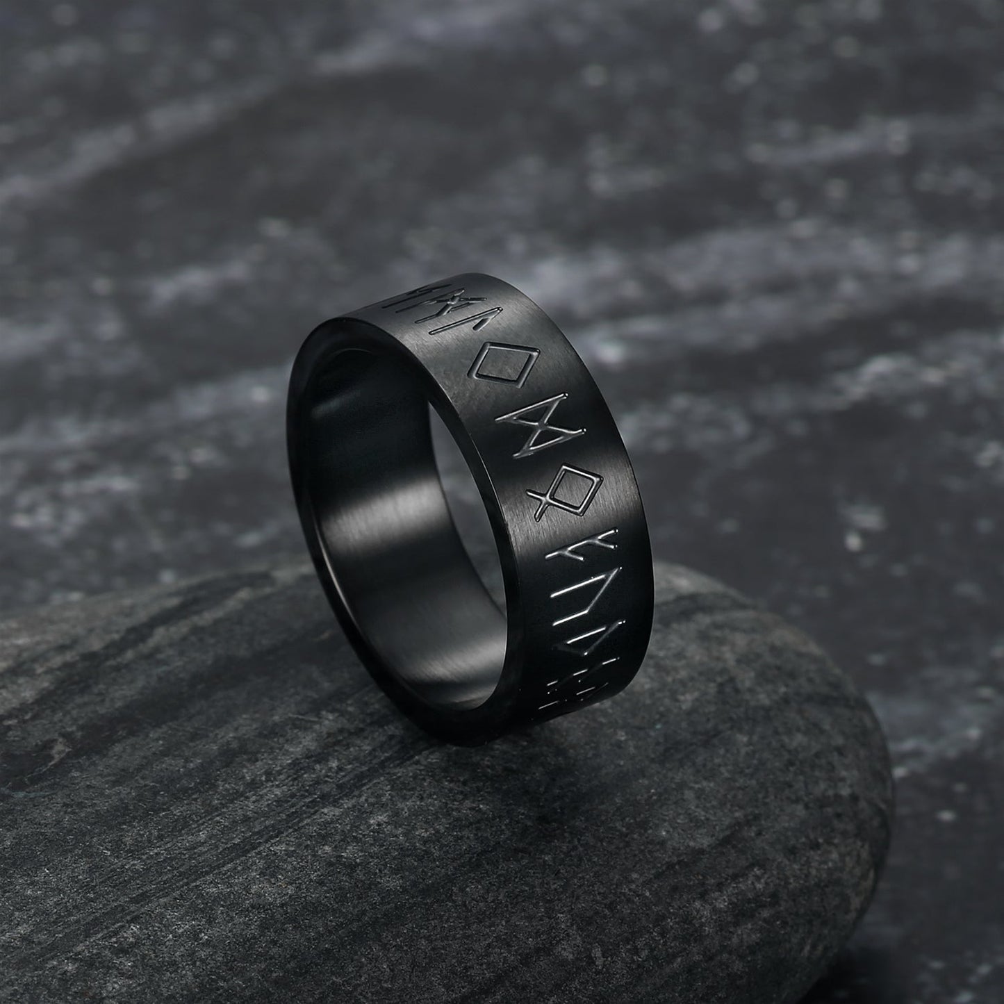 Bjorn Regalia Handcrafted Stainless Steel Wide Rune Ring