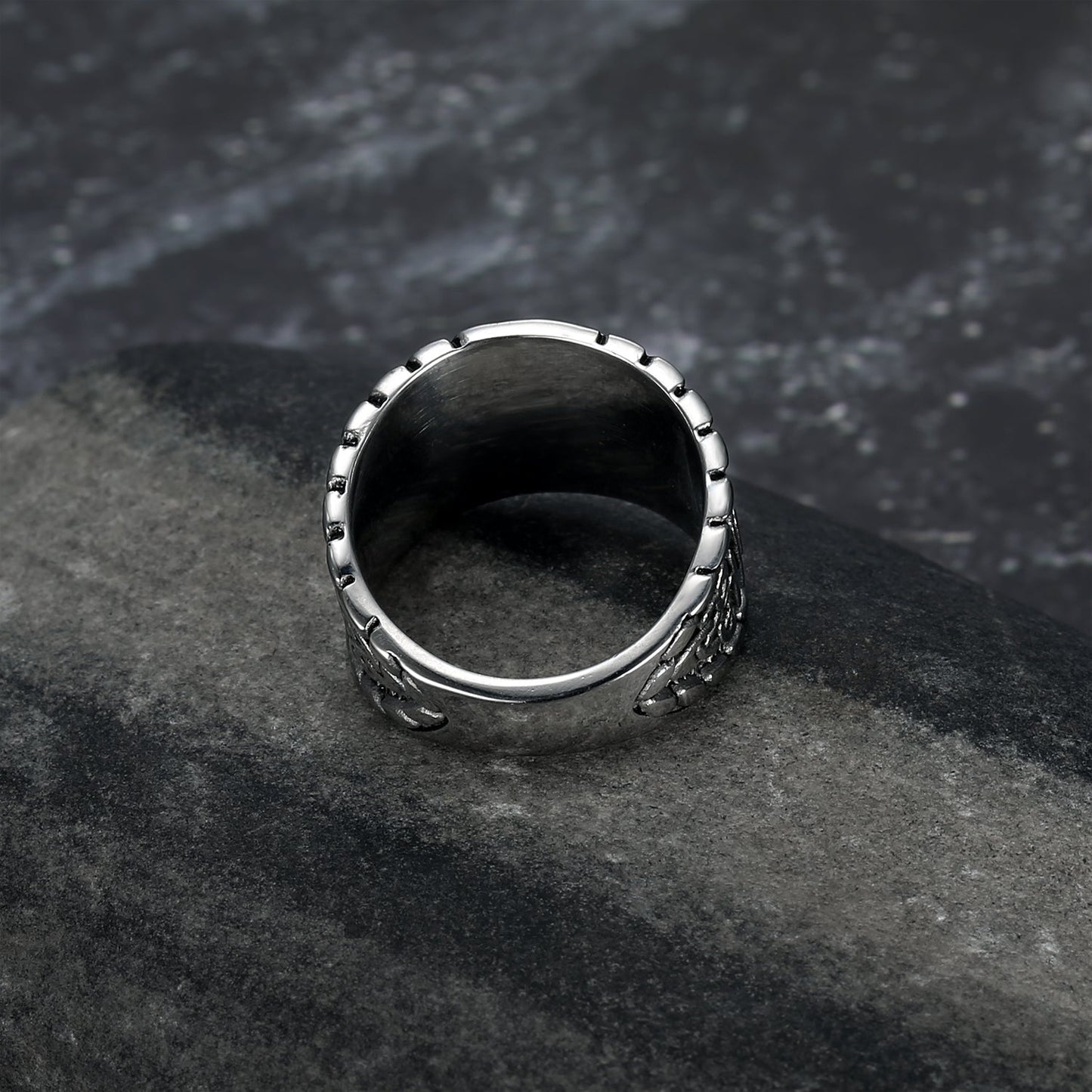 Bjorn Regalia Handcrafted Stainless Steel Vegvisir and Runes Ring