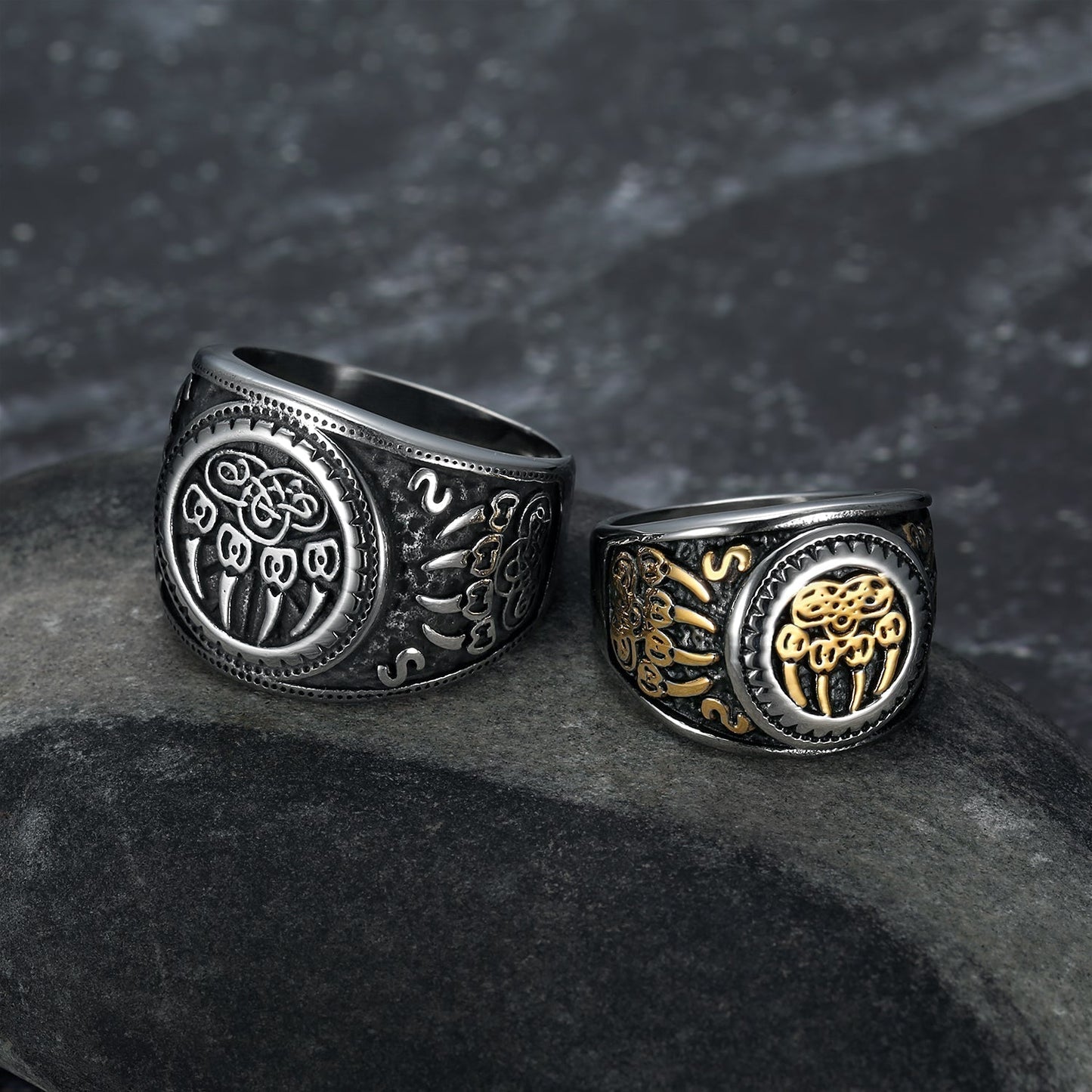 Bjorn Regalia Handcrafted Stainless Steel Bear Paw / Veles Ring