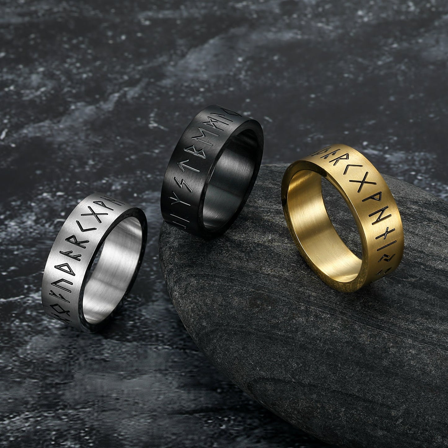 Bjorn Regalia Handcrafted Stainless Steel Wide Rune Ring