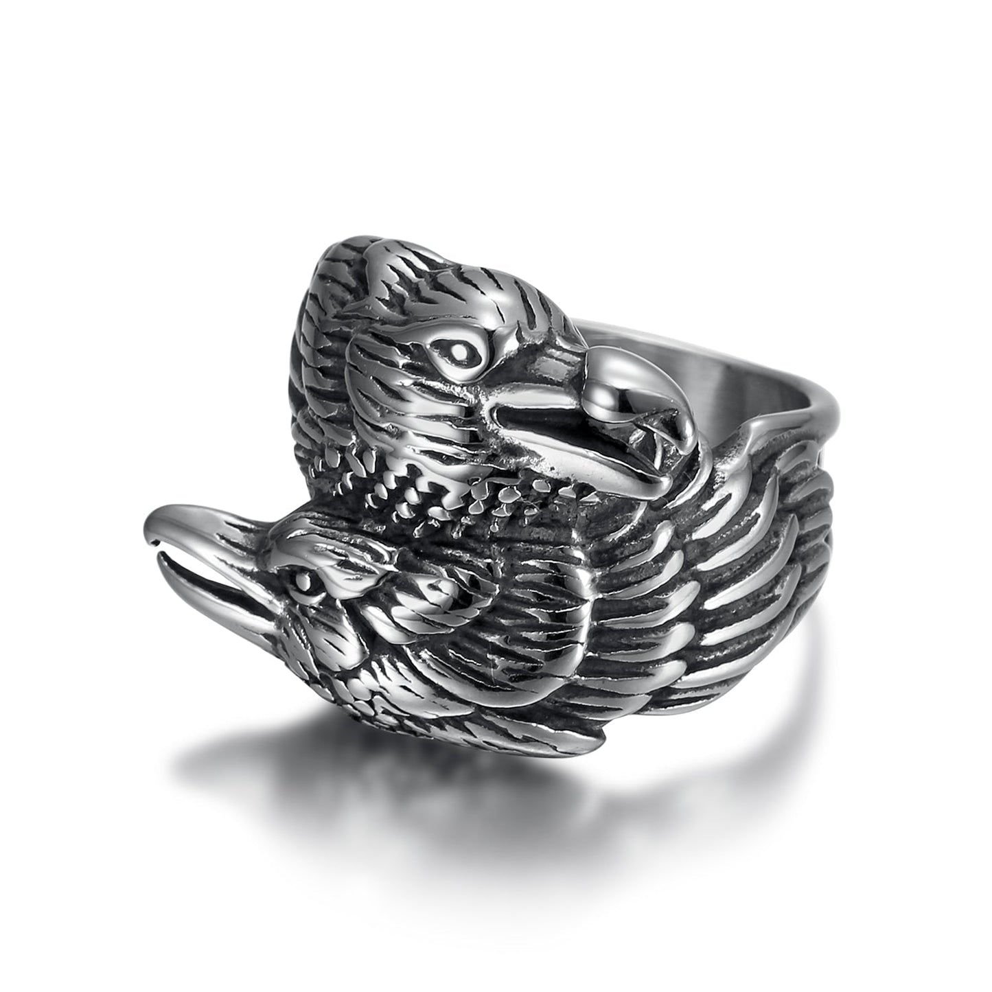 Bjorn Regalia Handcrafted Stainless Steel Twin Raven Ring
