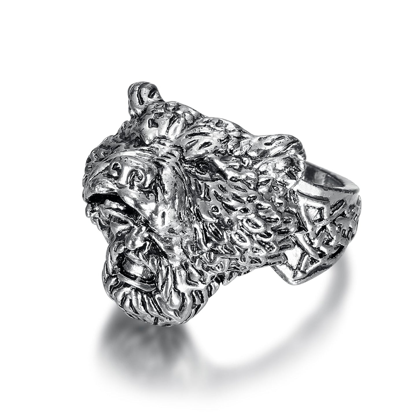 Bjorn Regalia Handcrafted Stainless Steel Odin and Wolf Ring