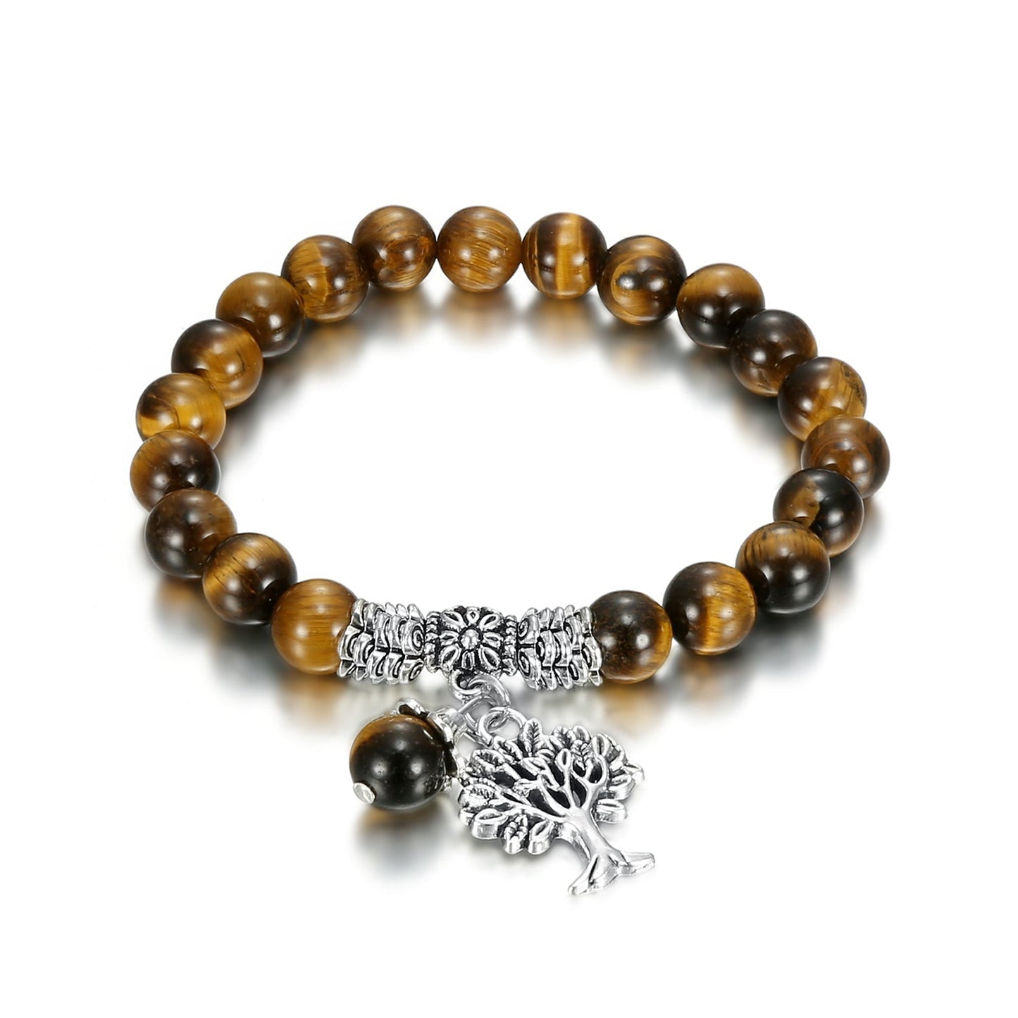 Bjorn Regalia Tiger Eye Gemstone Bracelet with Tree of Life Charm
