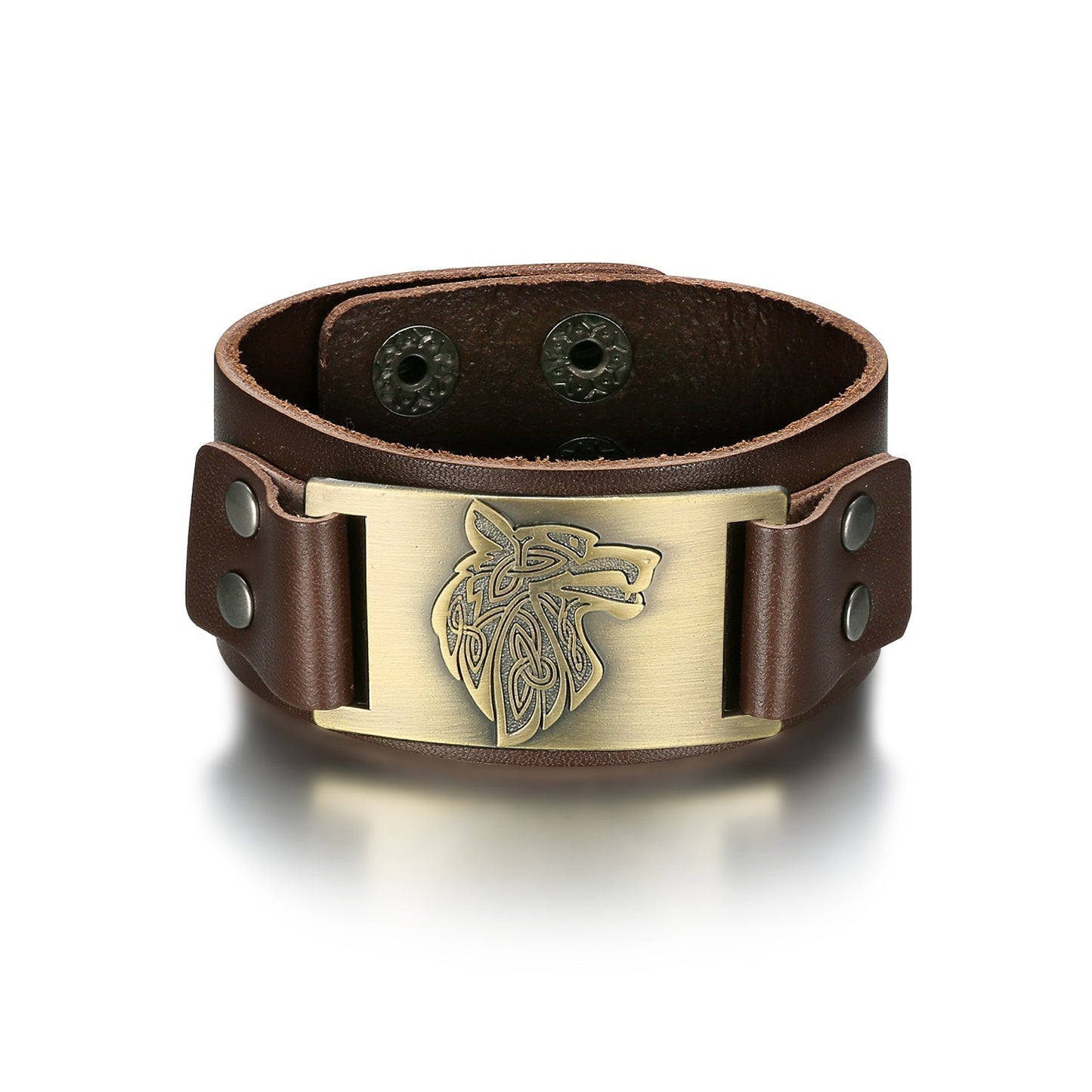 Bjorn Regalia Leather Viking Wolf Head Arm Cuff