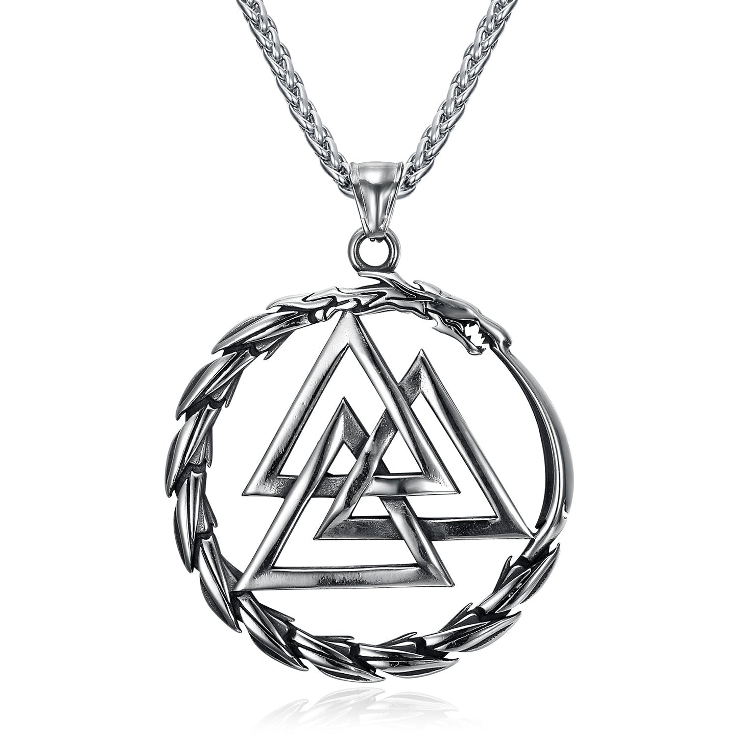 Bjorn Regalia Handcrafted Stainless Steel Valknut and Jormungand Pendant