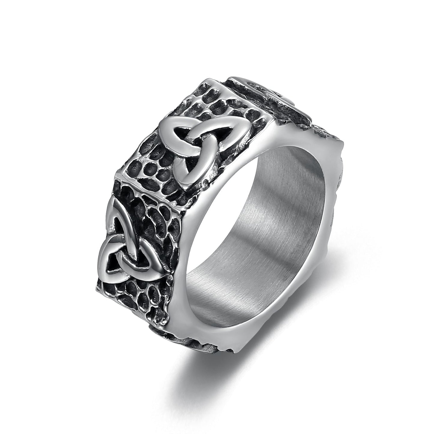 Bjorn Regalia Hexagonal Handcrafted Stainless Steel Triquetra Ring