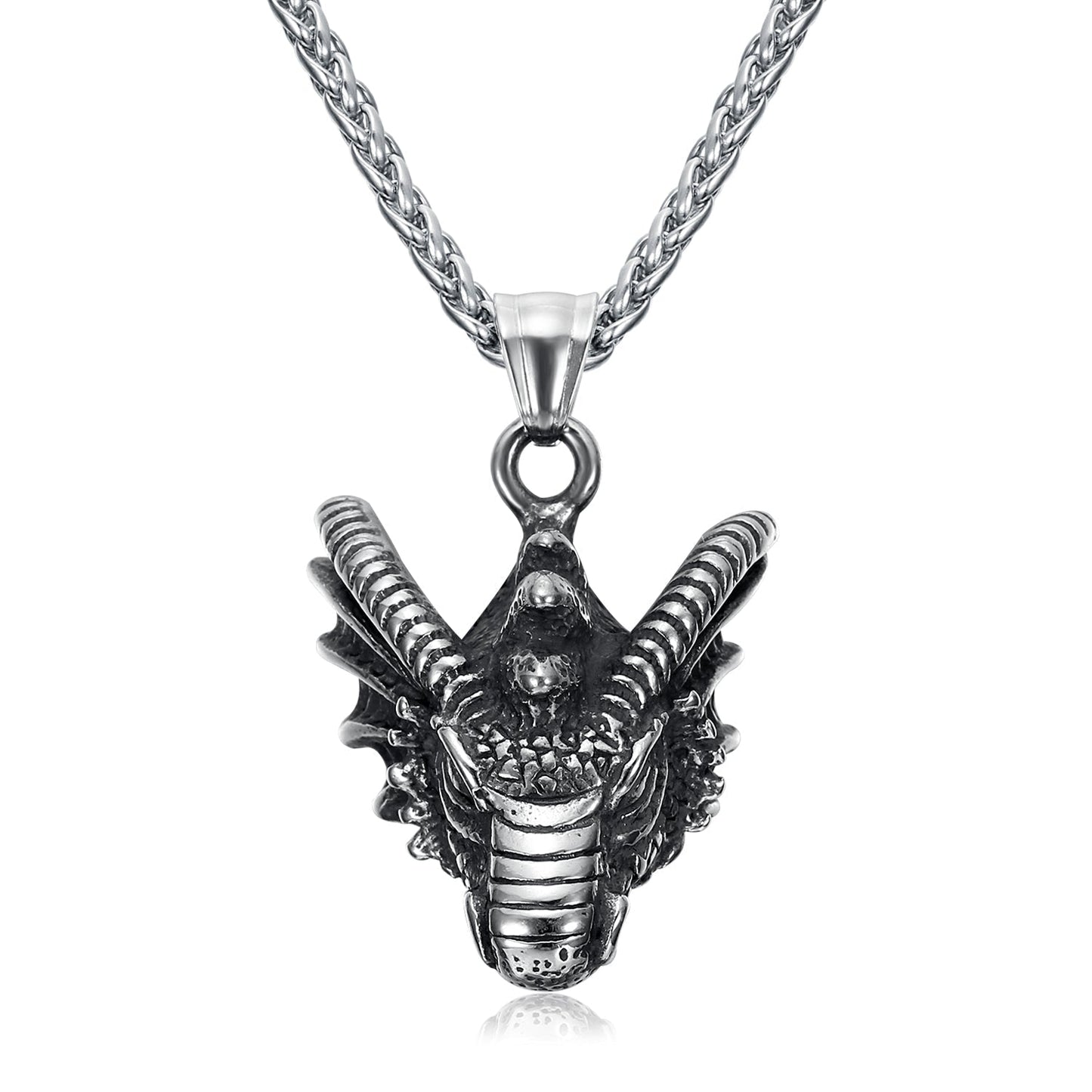 Bjorn Regalia Handcrafted Stainless Steel Dragon Head Necklace