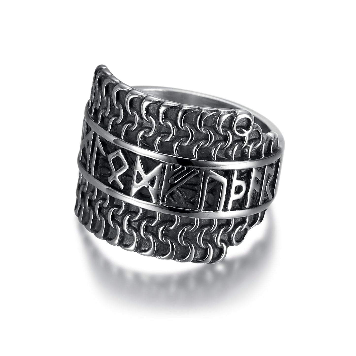 Bjorn Regalia Handcrafted Stainless Steel Viking Rune Ring