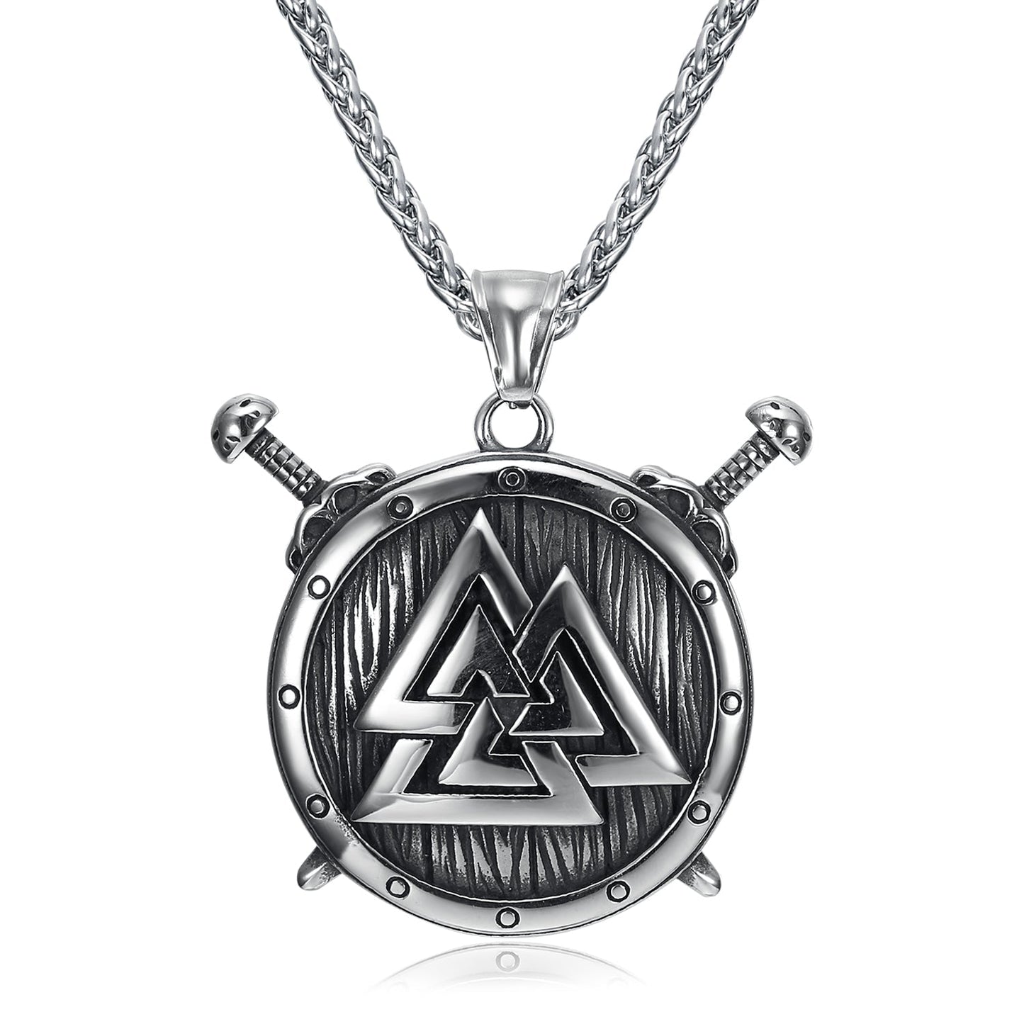 Bjorn Regalia Stainelss Steel Viking Shield and Valknut Necklace